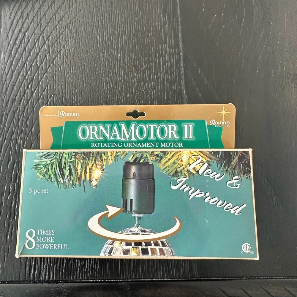 Vintage Ornamotor II Rotating Ornament Motor Roman Lights 3 Pc Set Christmas NOS - Picture 2 of 3